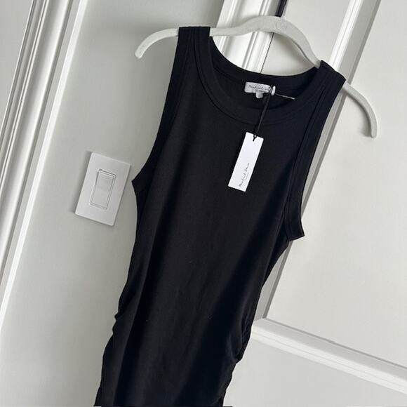 Michael Stars NWT Wren Ruched Midi Dress Size: L Color: Black - Picture 6 of 9